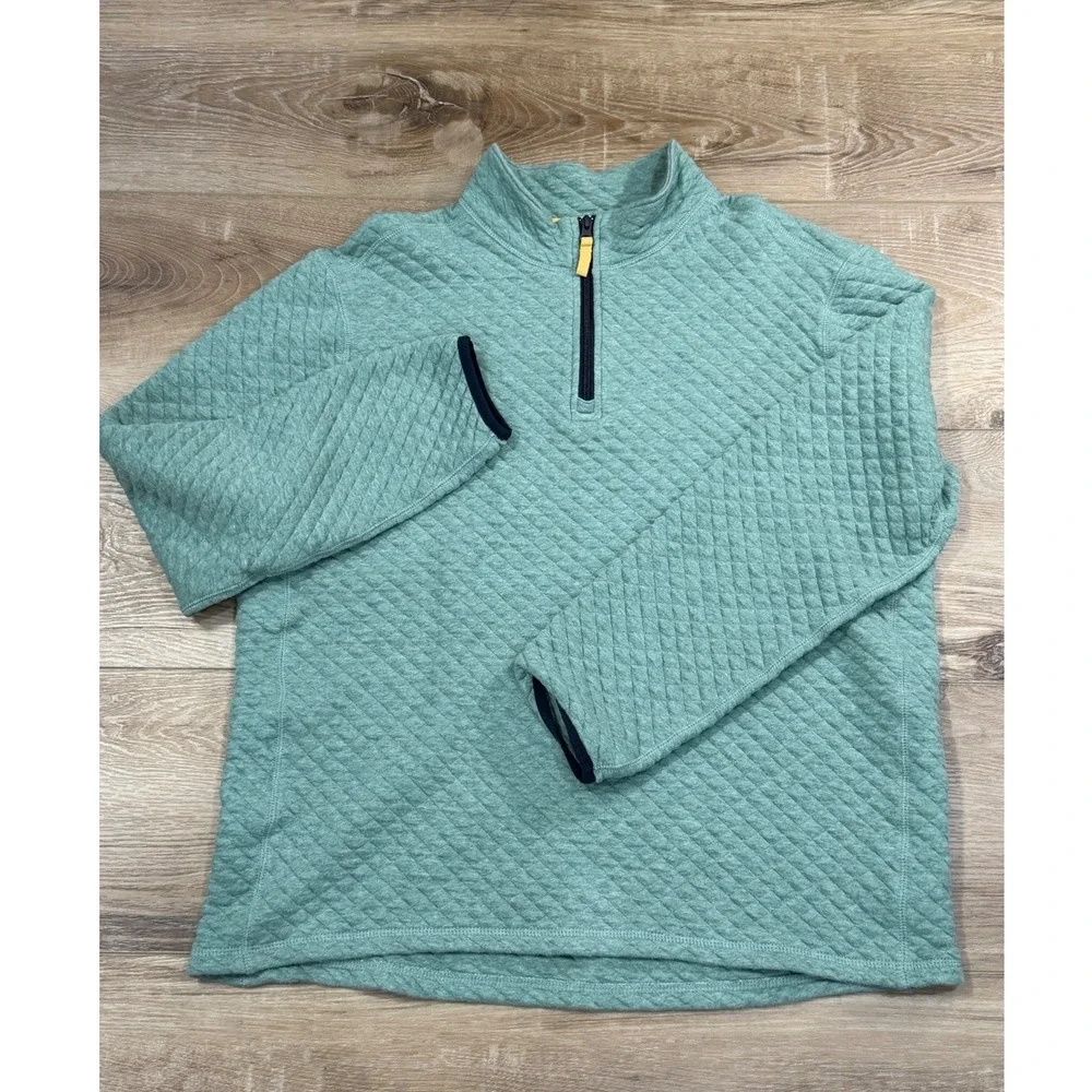 J Crew Authentic Fleece Quilted Waffle Half Zip‎ Pullover Sage Green Mens XL